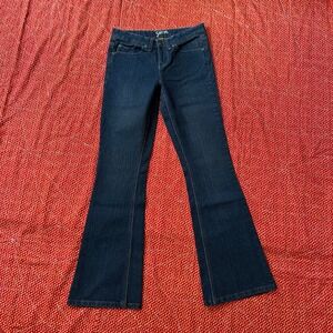 Smiths Workwear Women Blue Flare Leg Denim Jeans Size 5 Embroidered Back Pocket